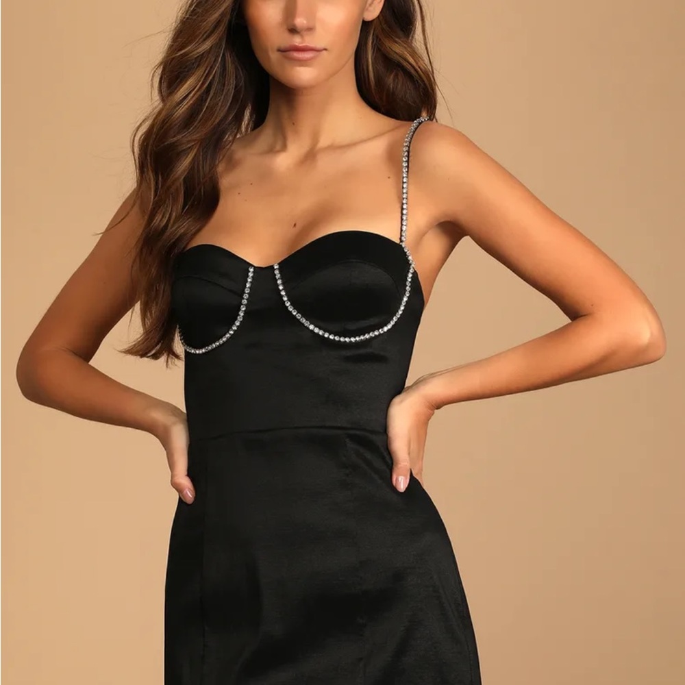 Lulus black mini dress rhinestones
